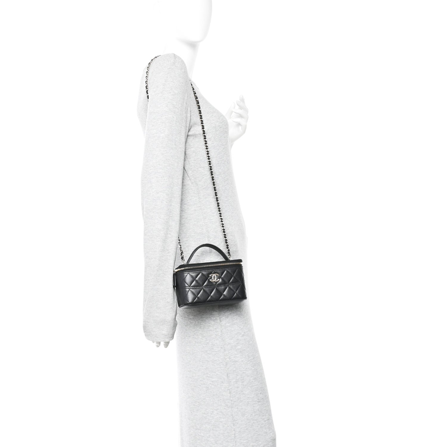 Chanel Caviar Quilted Trendy Handle Mini Vanity Black 2 of 12