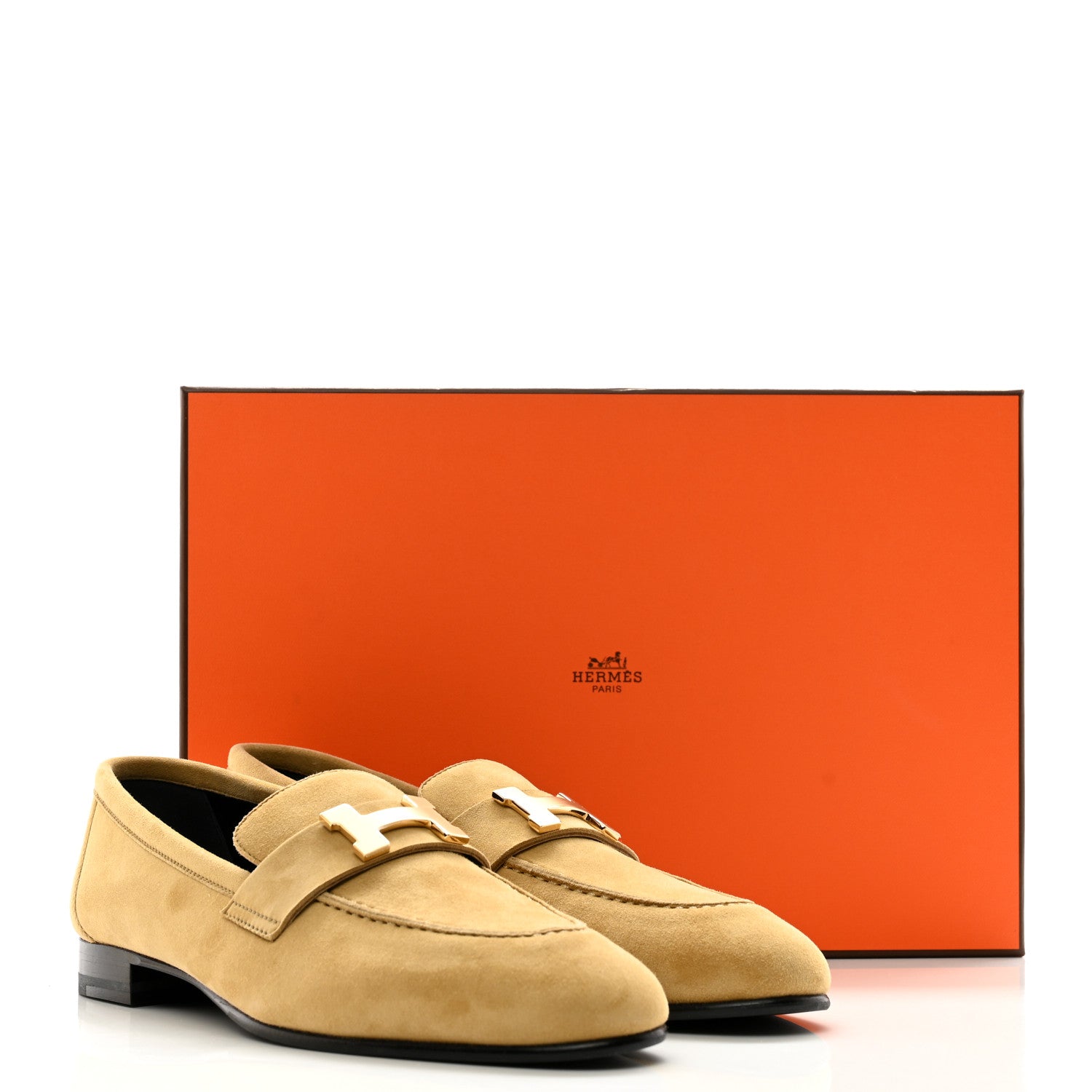 Hermes Suede Goatskin Paris Loafers 37.5 Beige Argile 9 of 9