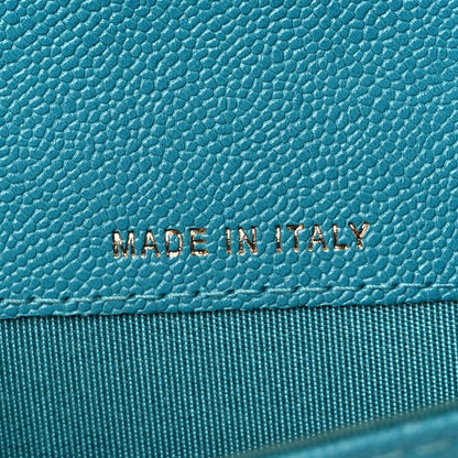 Chanel Caviar Quilted Boy Card Holder Wallet Turquoise 14 of 16