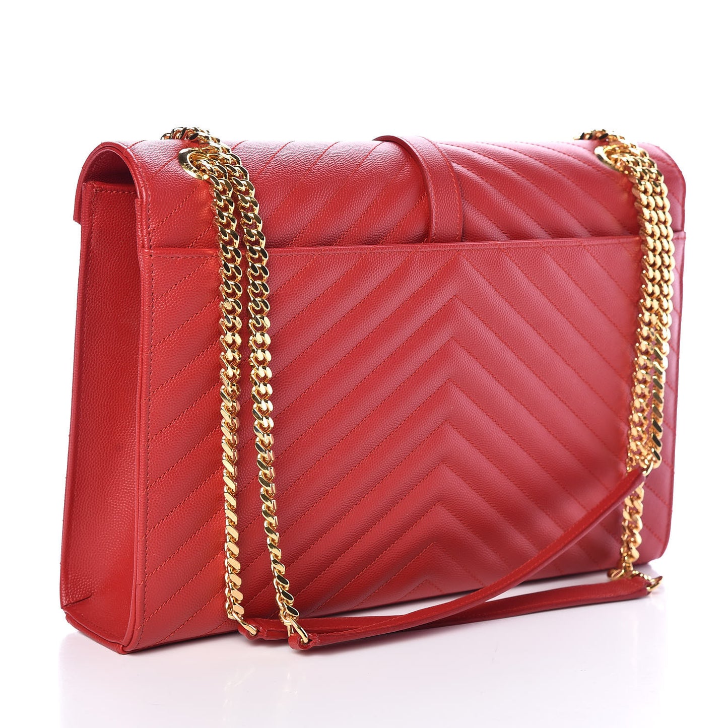 Grain De Poudre Matelasse Chevron Large Monogram Satchel New Red