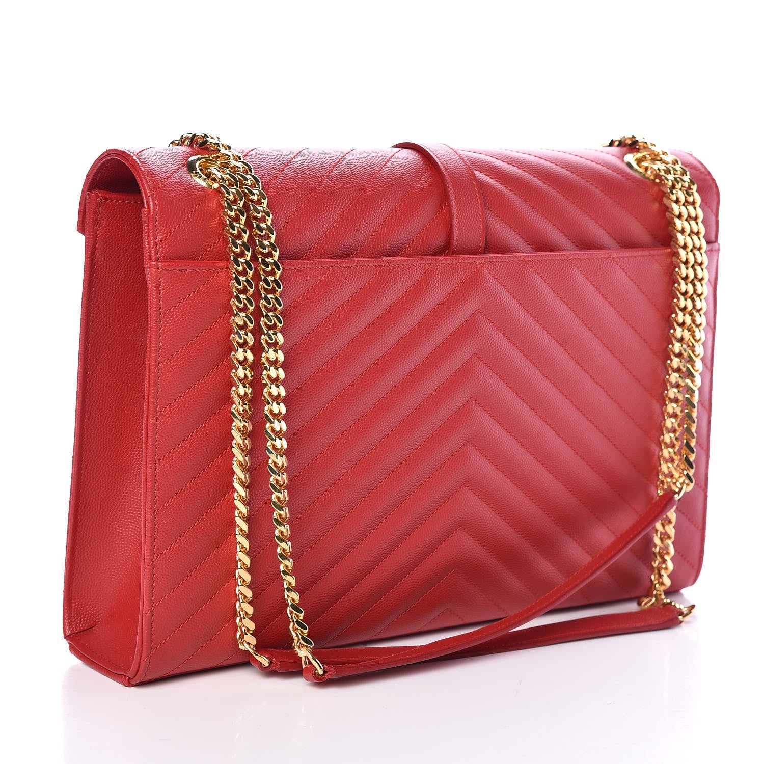 Saint Laurent Grain De Poudre Matelasse Chevron Large Monogram Satchel New Red 4 of 10