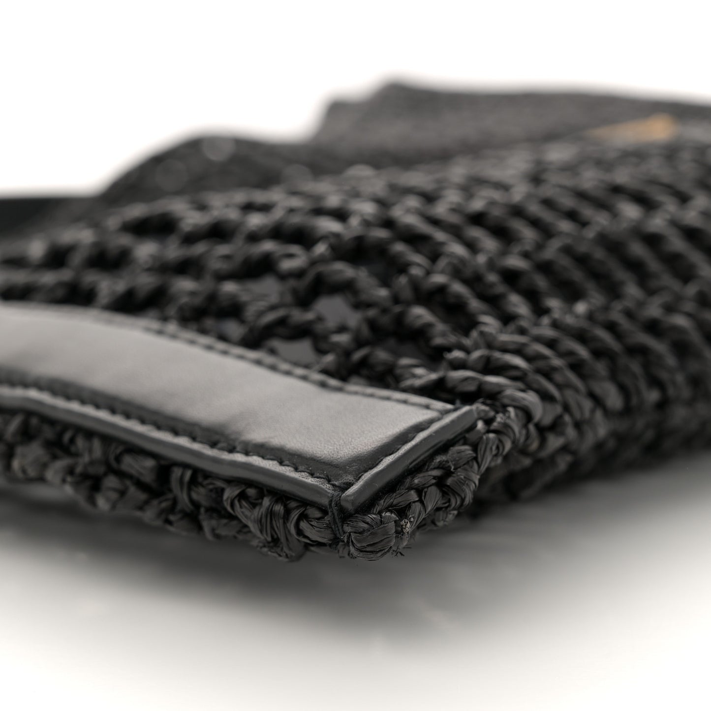 Raffia Calfskin Oxalis Shoulder Bag Black