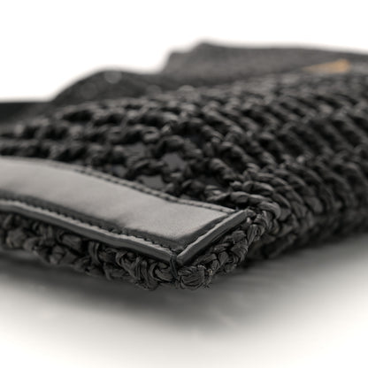 Saint Laurent Raffia Calfskin Oxalis Shoulder Bag Black 9 of 11