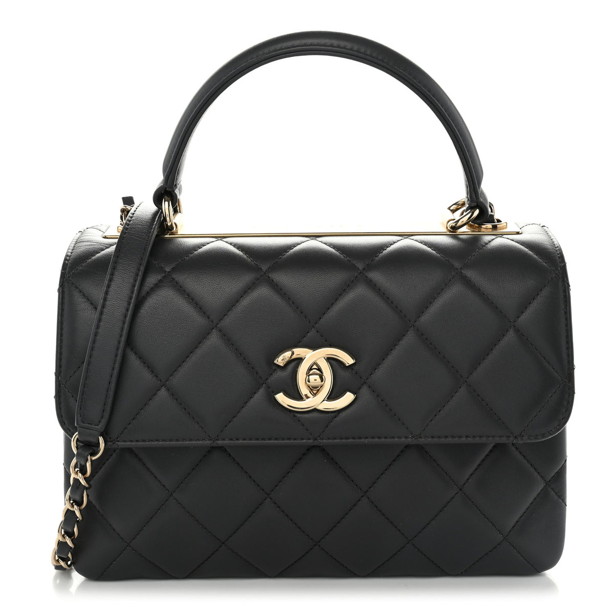 Lambskin Quilted Small Trendy CC Dual Handle Flap Bag Dark Grey