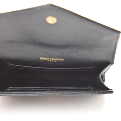 Saint Laurent Grain De Poudre Matelasse Chevron Small Monogram Envelope Wallet Black 5 of 8