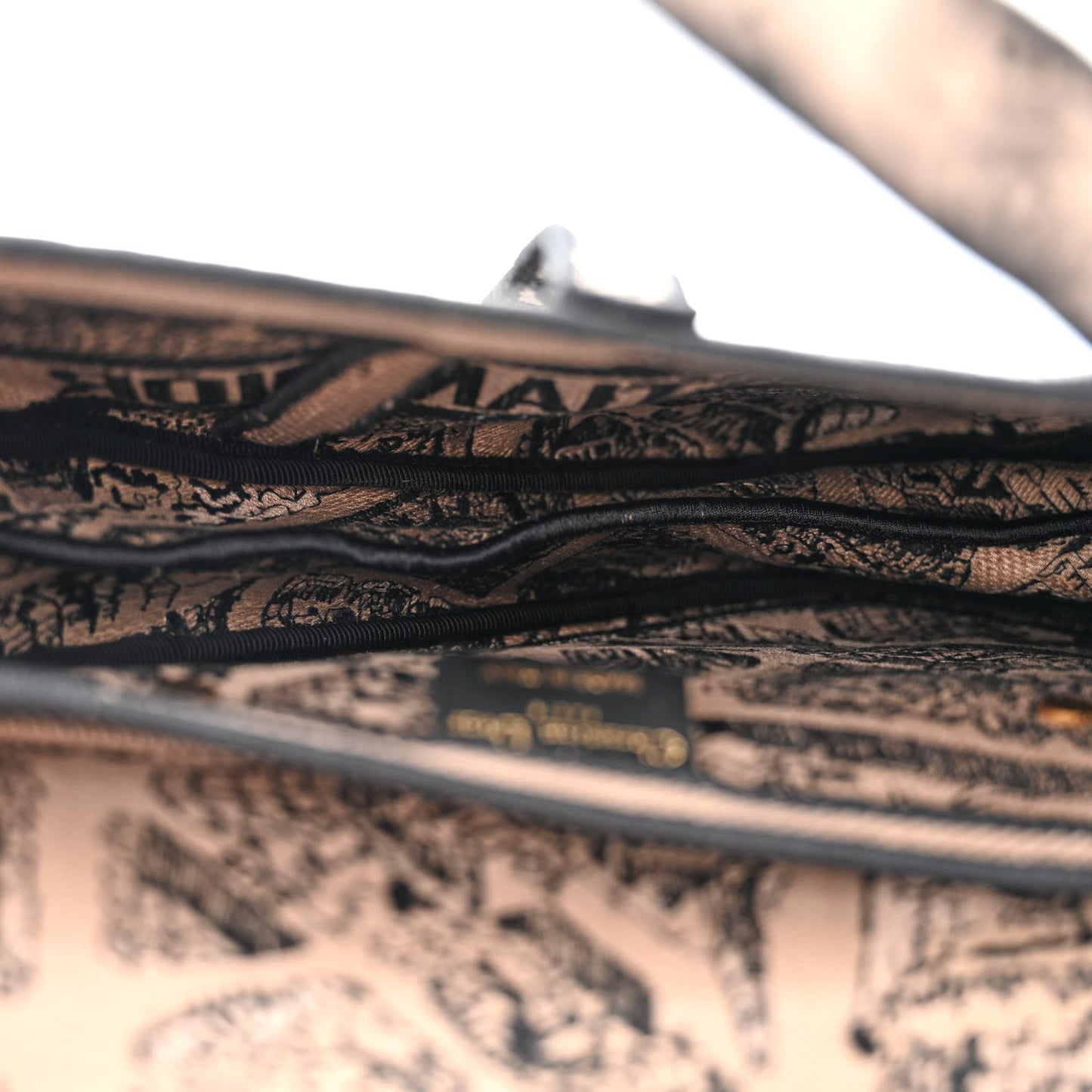 Canvas Embroidered Plan De Paris Printed Saddle Bag Beige Black