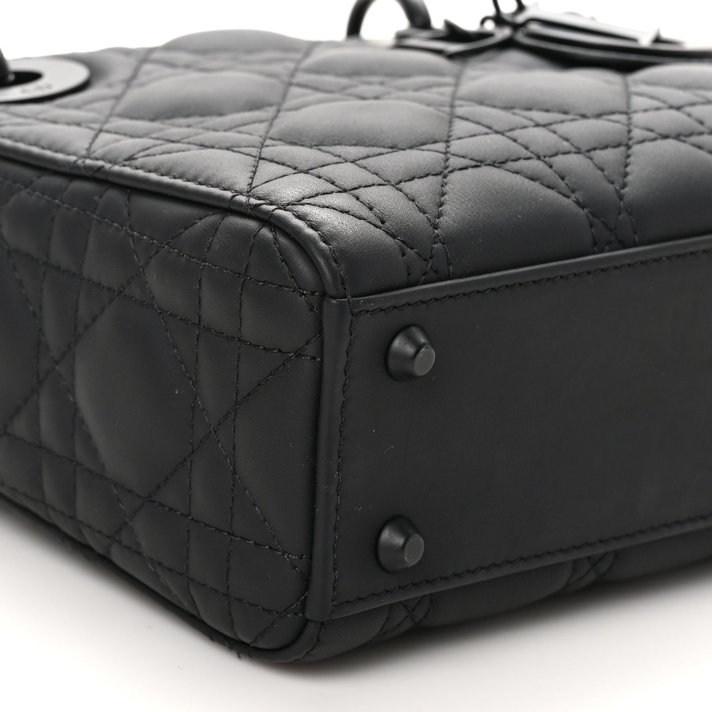 Ultra Matte Calfskin Cannage Mini Lady Dior Black