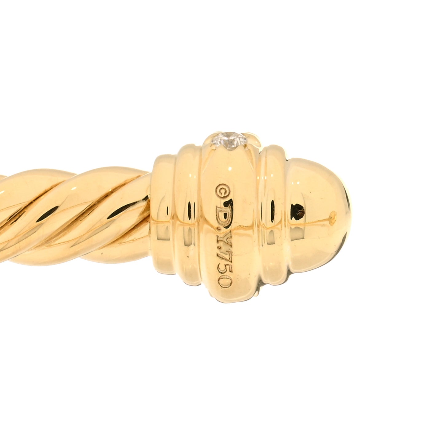18K Yellow Gold Diamond 3mm Cablespira Bracelet