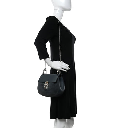 Chloe Suede Smooth Calfskin Mini Drew Shoulder Bag Silver Blue 2 of 12