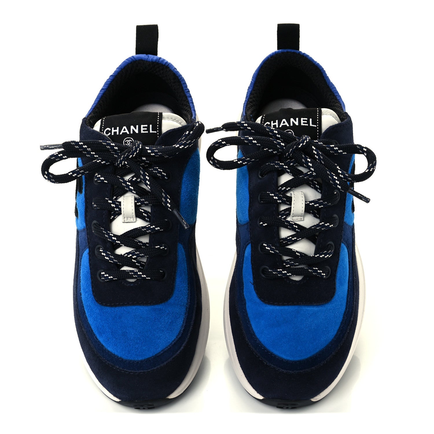 Chanel Suede Calfskin CC Sneakers 39 Blue Navy Dark Navy 5 of 10