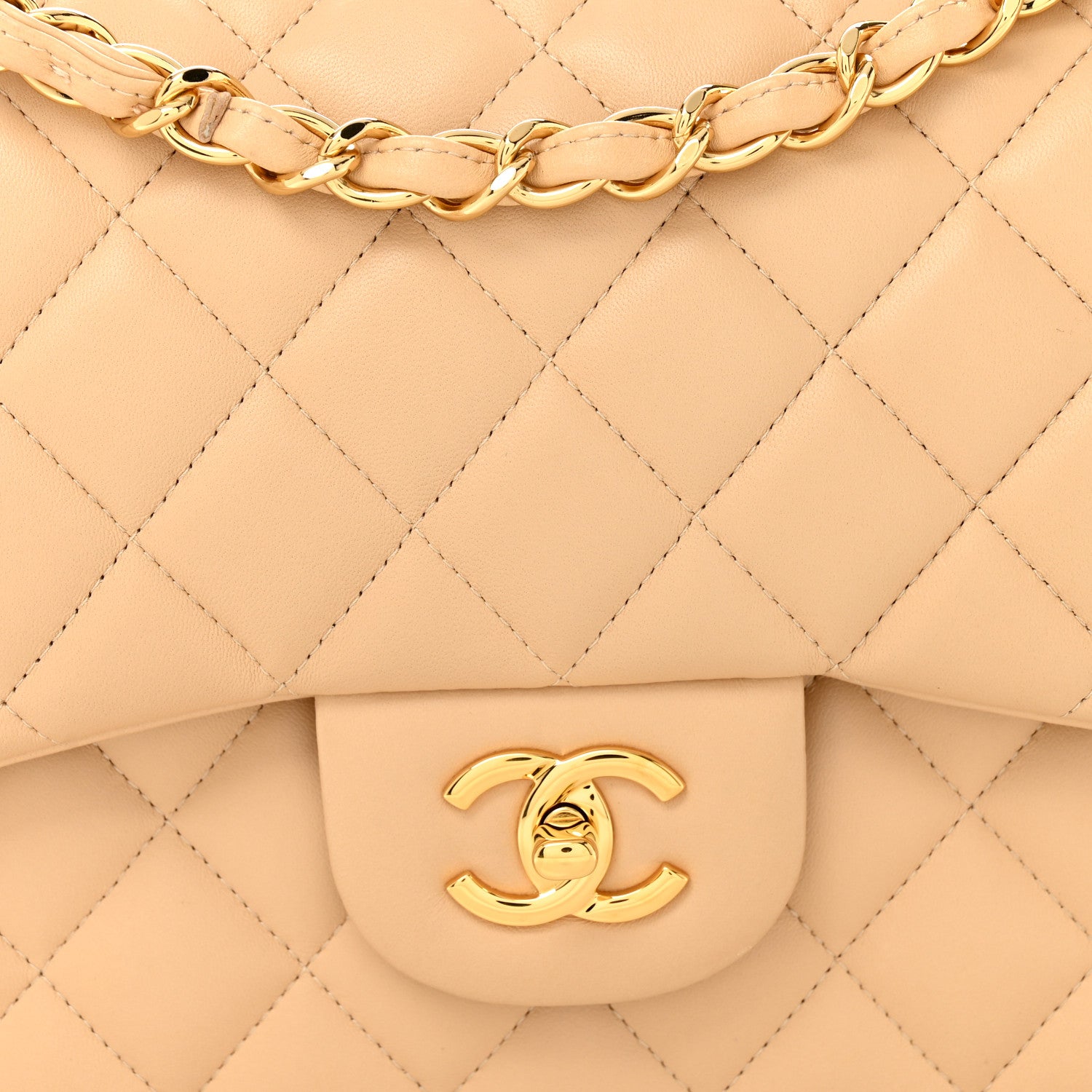 Chanel Lambskin Quilted Jumbo Double Flap Beige 8 of 11