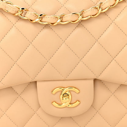 Chanel Lambskin Quilted Jumbo Double Flap Beige 8 of 11