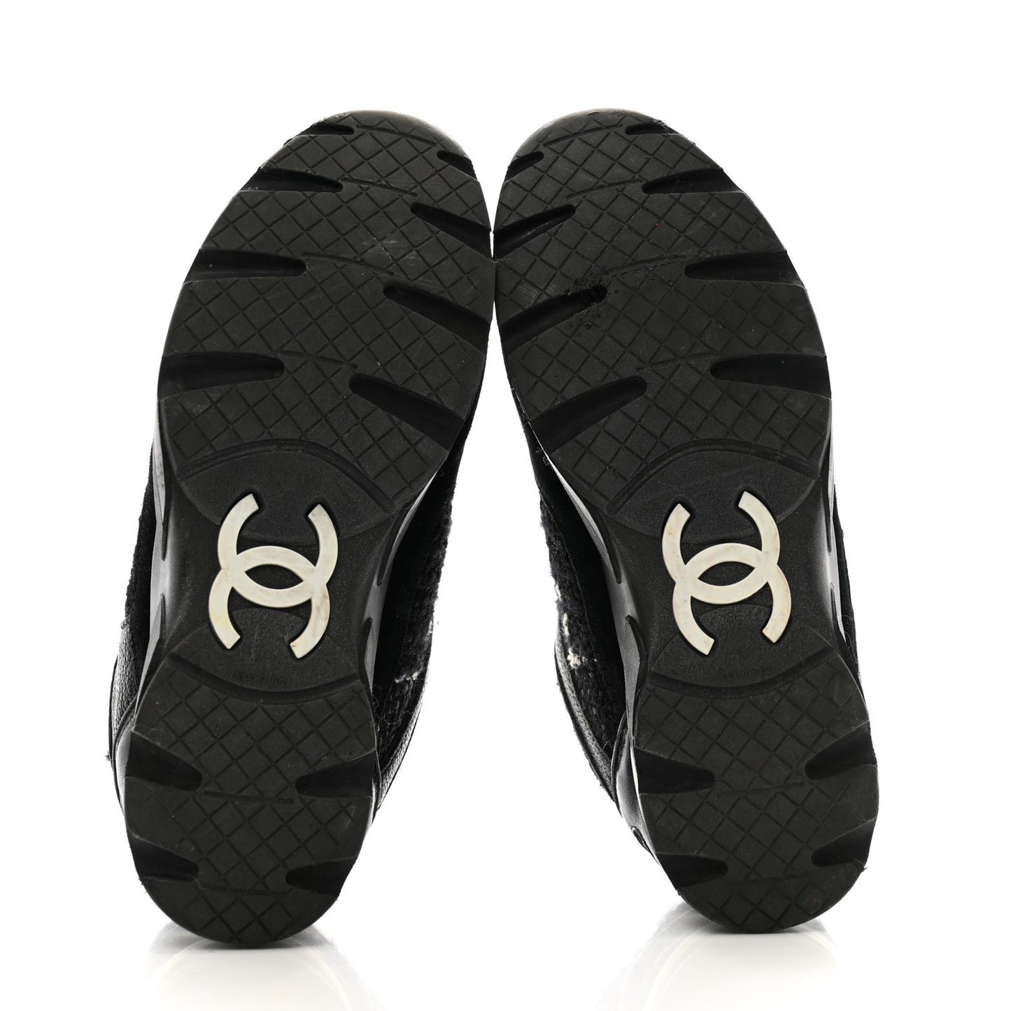 Tweed Suede Goatskin CC Sneakers 38 Black White