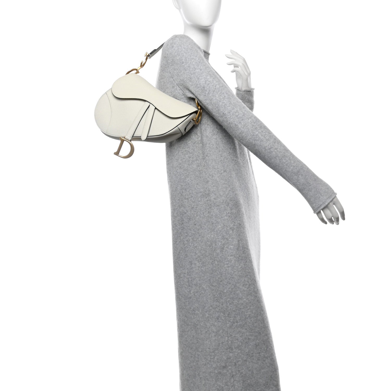 Christian Dior Grained Calfskin Saddle Bag White 2 of 12