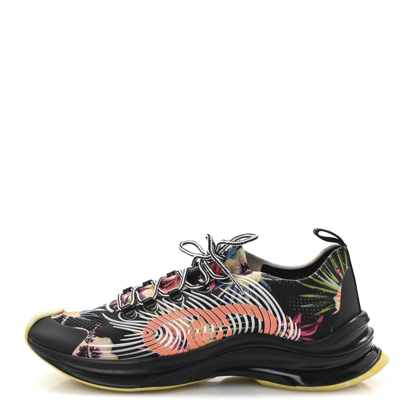 Technical Knit Fabric Waves Mens Gucci Run Sneakers 10 Black Multicolor