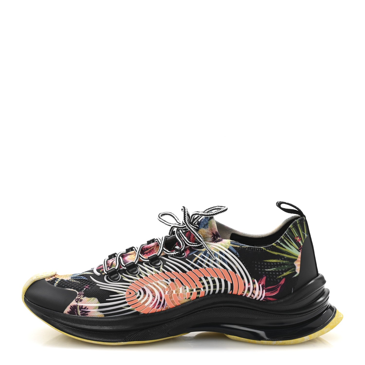 Gucci Technical Knit Fabric Waves Mens Gucci Run Sneakers 10 Black Multicolor 1 of 9