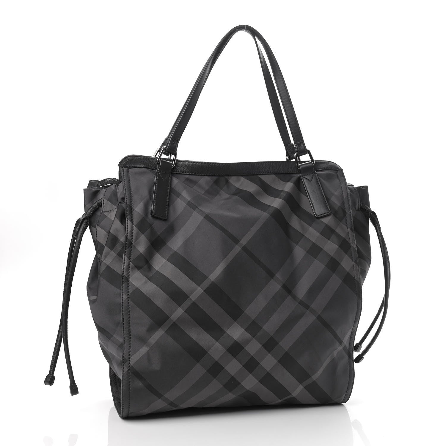 Burberry Nylon Check Small Buckleigh Packable Tote Charcoal 3 of 8