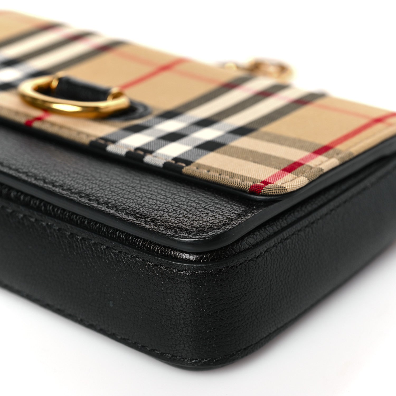 Burberry Calfskin Vintage Check Mini Hayes D-Ring Crossbody Bag Black 8 of 8