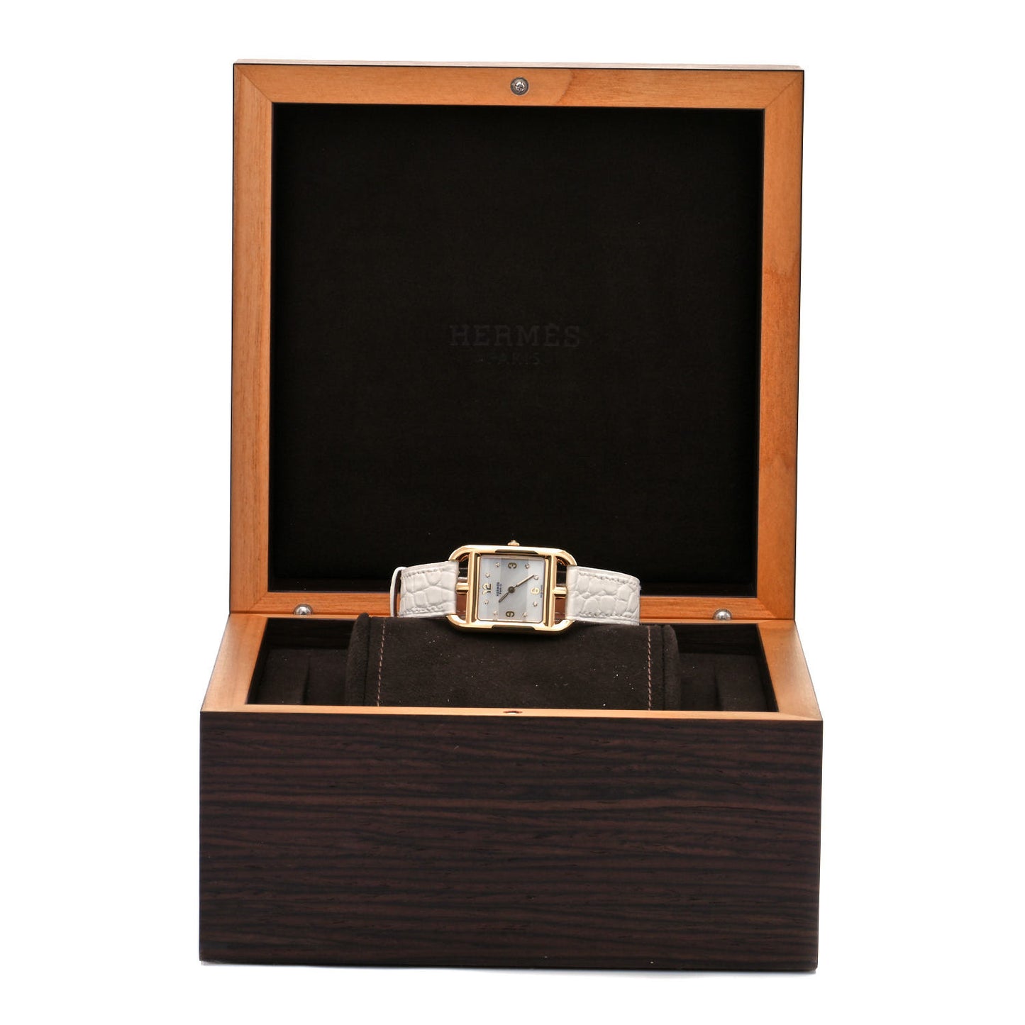 18K Yellow Gold Alligator Diamond Mother of Pearl 23mm Cape Cod Quartz Watch Blanc