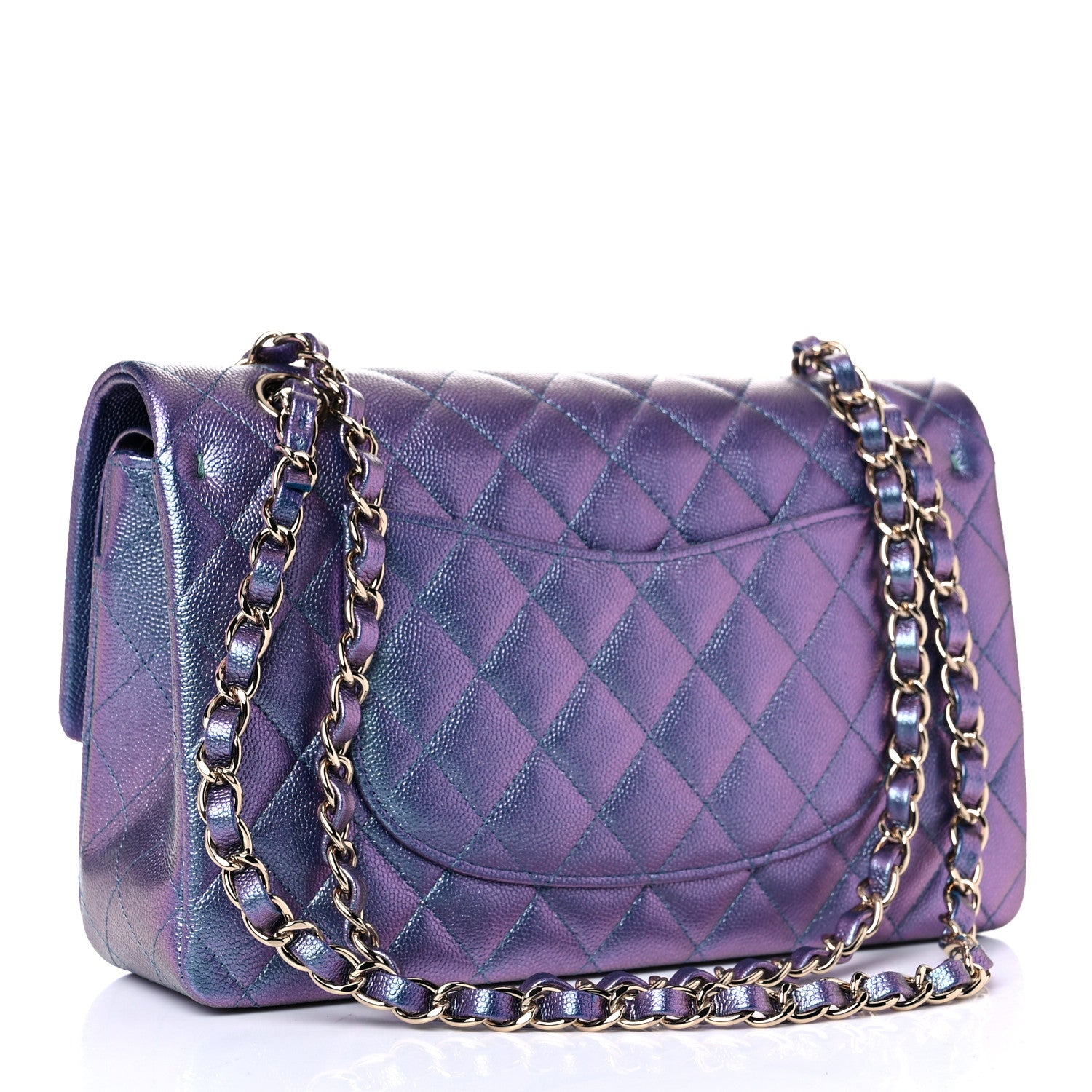 Chanel Iridescent Caviar Quilted Medium Double Flap Dark Blue 3 of 10
