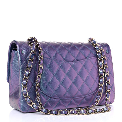 Chanel Iridescent Caviar Quilted Medium Double Flap Dark Blue 3 of 10