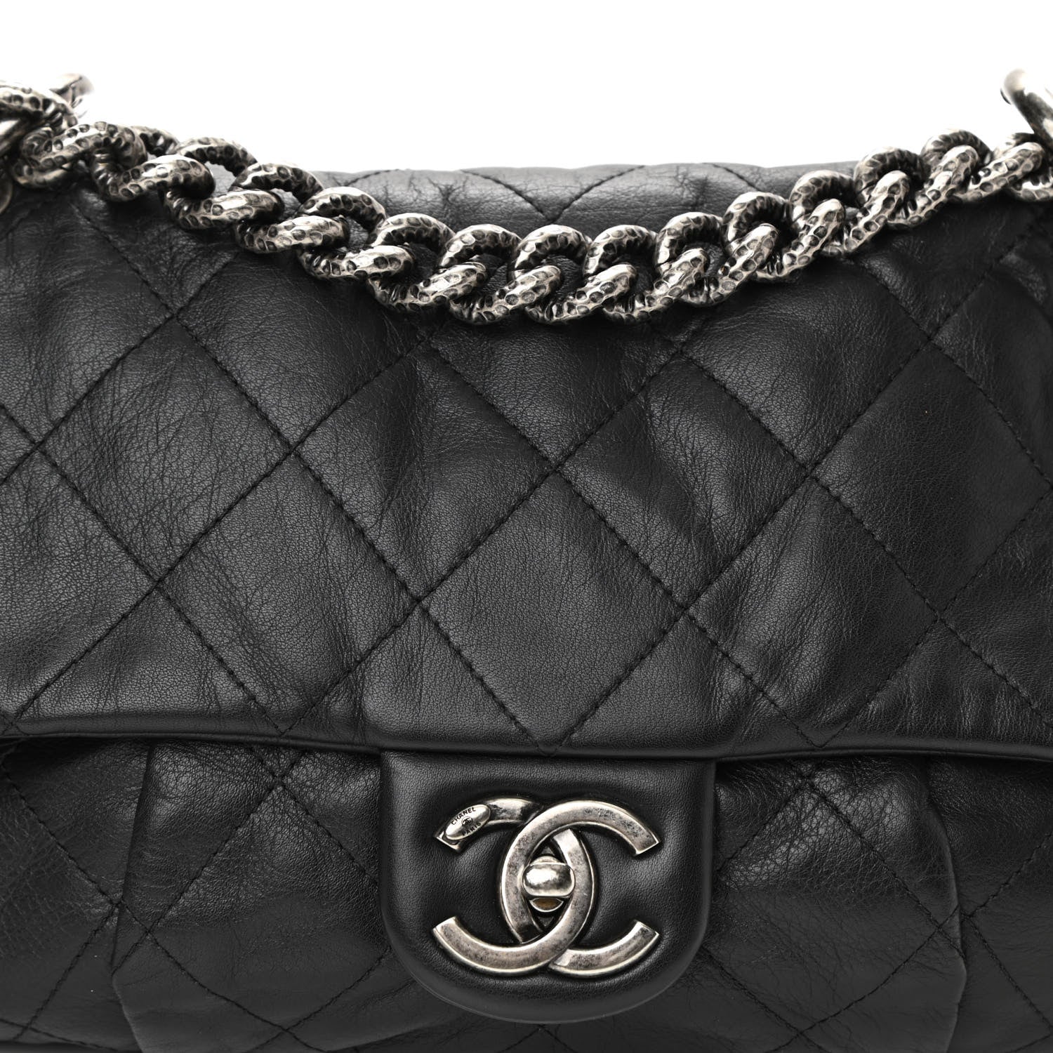 Chanel Calfskin Coco Pleats Messenger Flap Black 8 of 10