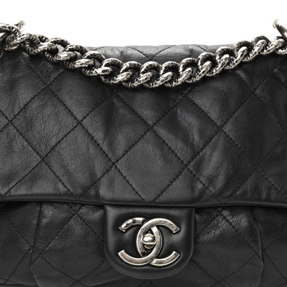 Chanel Calfskin Coco Pleats Messenger Flap Black 8 of 10