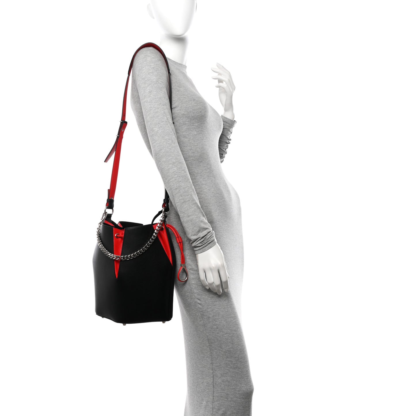 Calfskin The Bucket Bag Black Lust Red