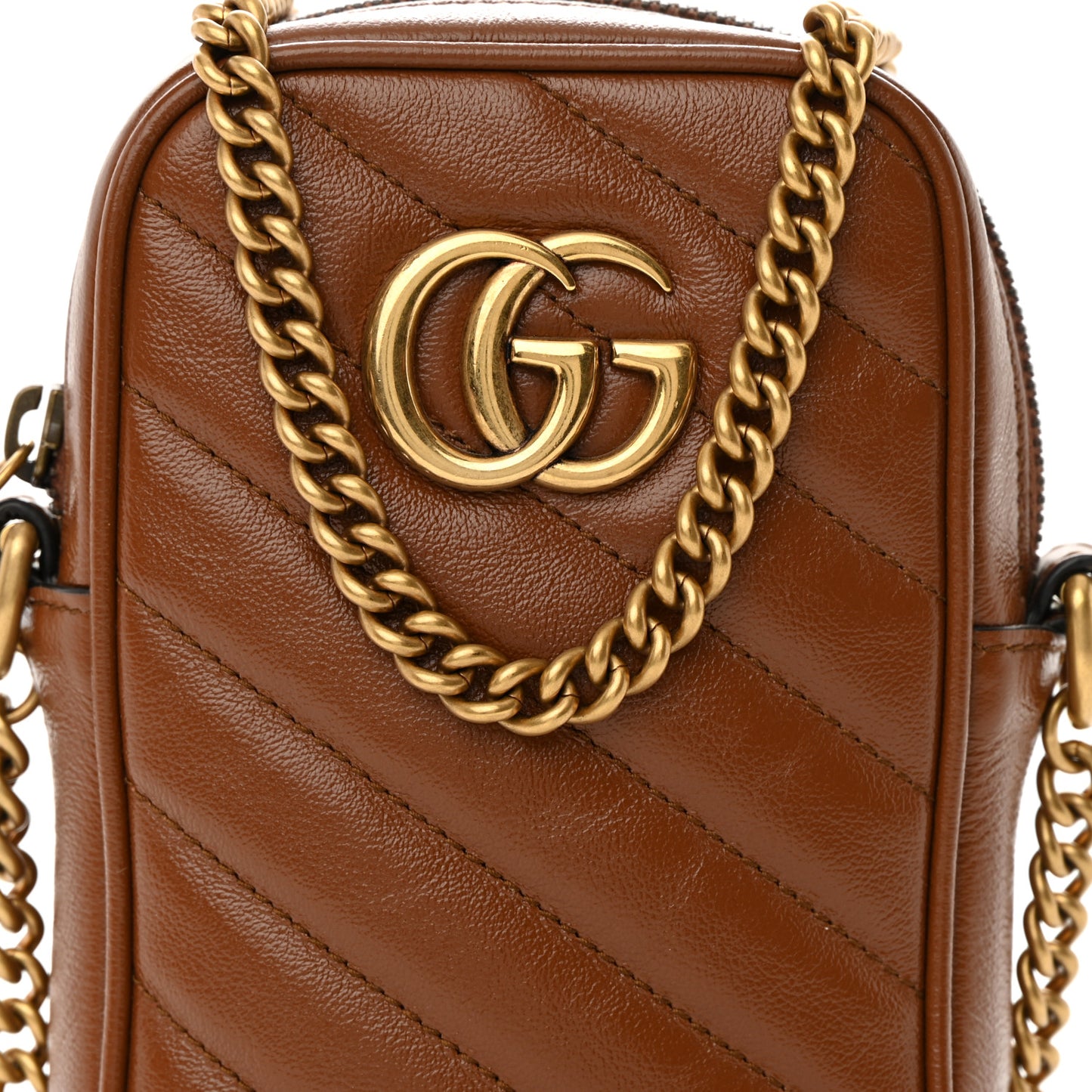 Azalea Calfskin Matelasse Diagonal Mini GG Marmont Crossbody Bag Cuir
