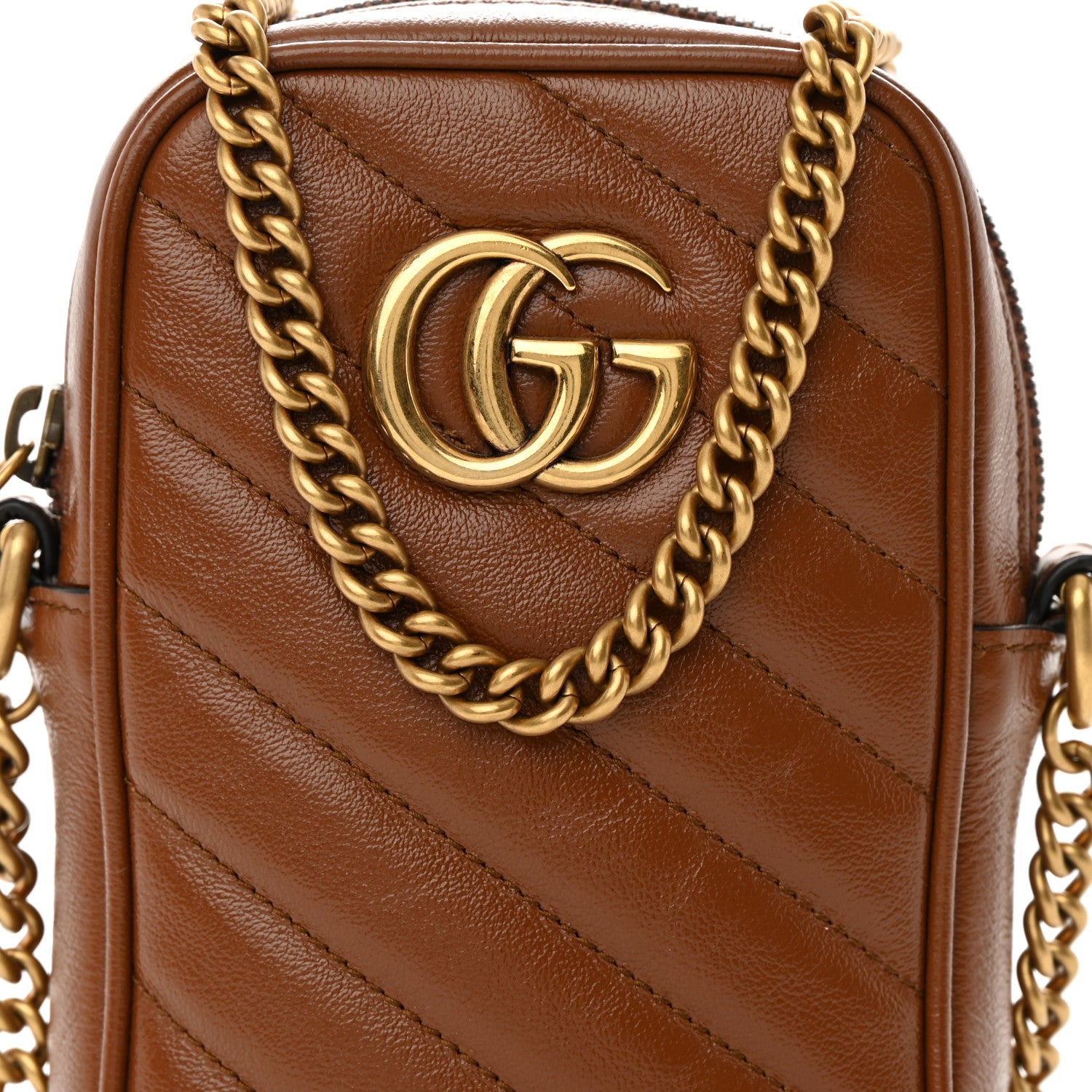 Gucci Azalea Calfskin Matelasse Diagonal Mini GG Marmont Crossbody Bag Cuir 8 of 11