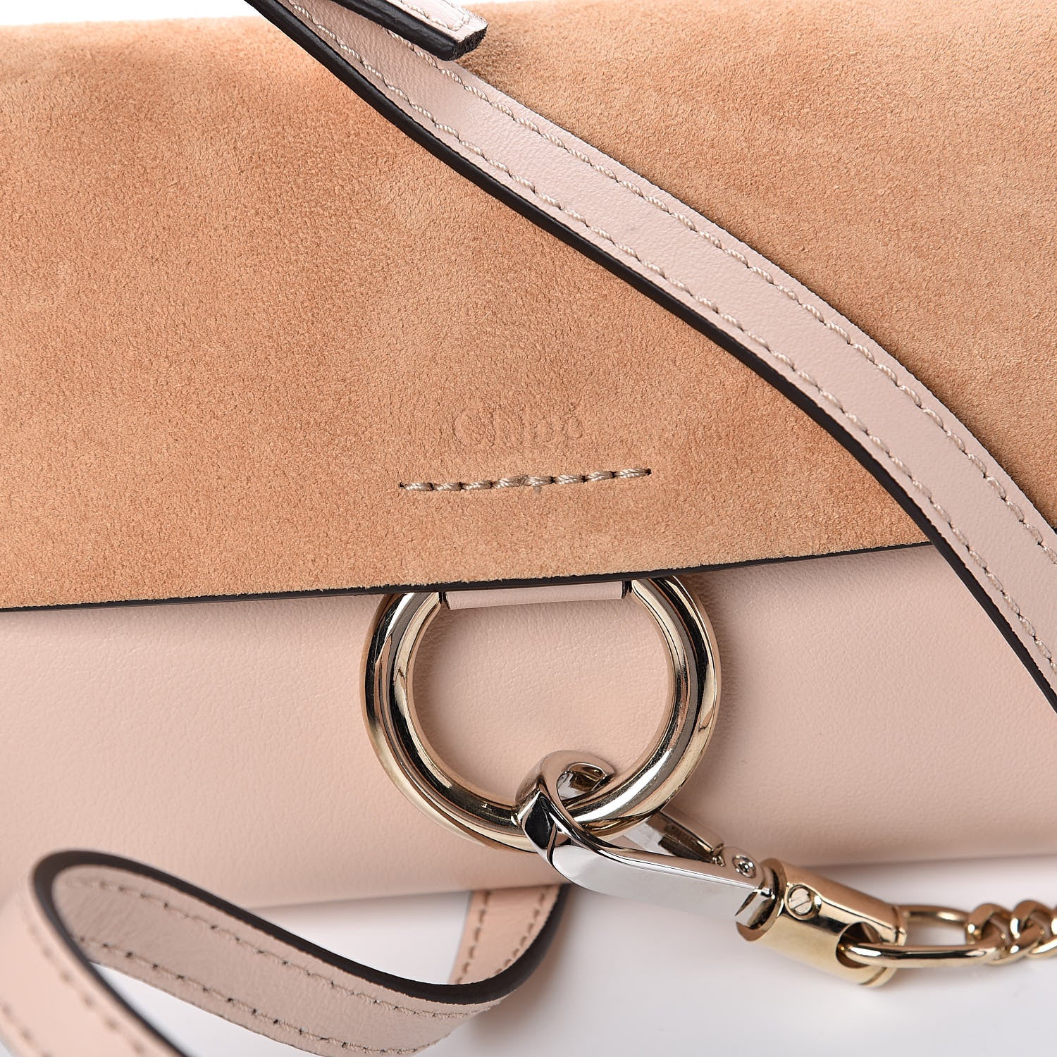 Chloe Suede Calfskin Mini Faye Shoulder Bag Cement Pink 9 of 9