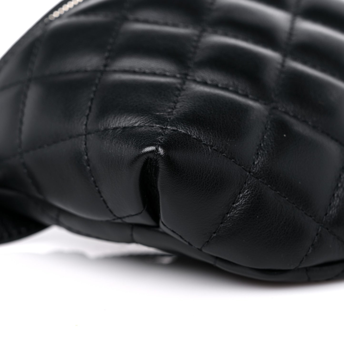Calfskin Quilted Waist Belt Bag Black