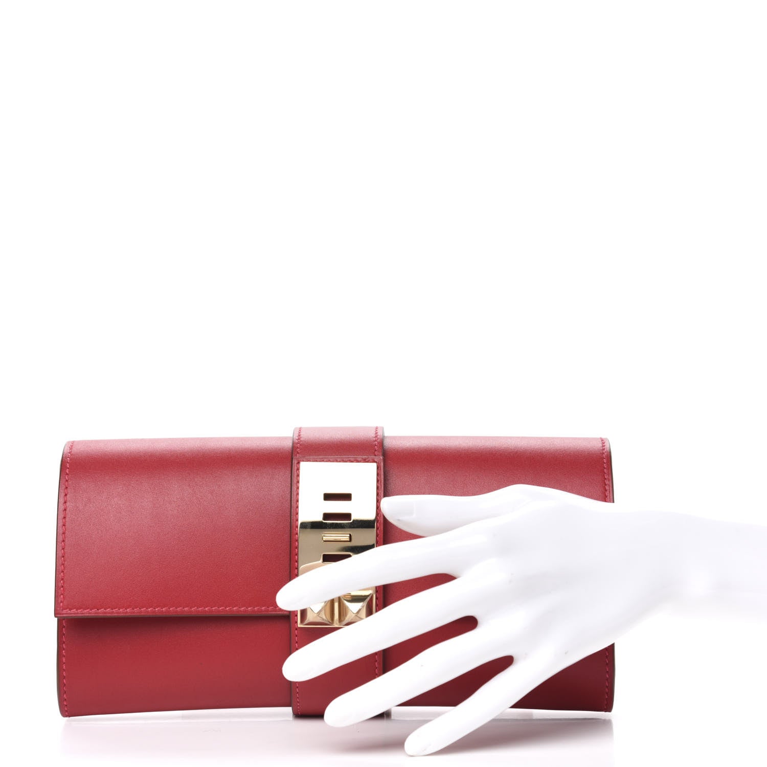 Hermes Tadelakt Medor 23 Clutch Rouge Vif 2 of 7
