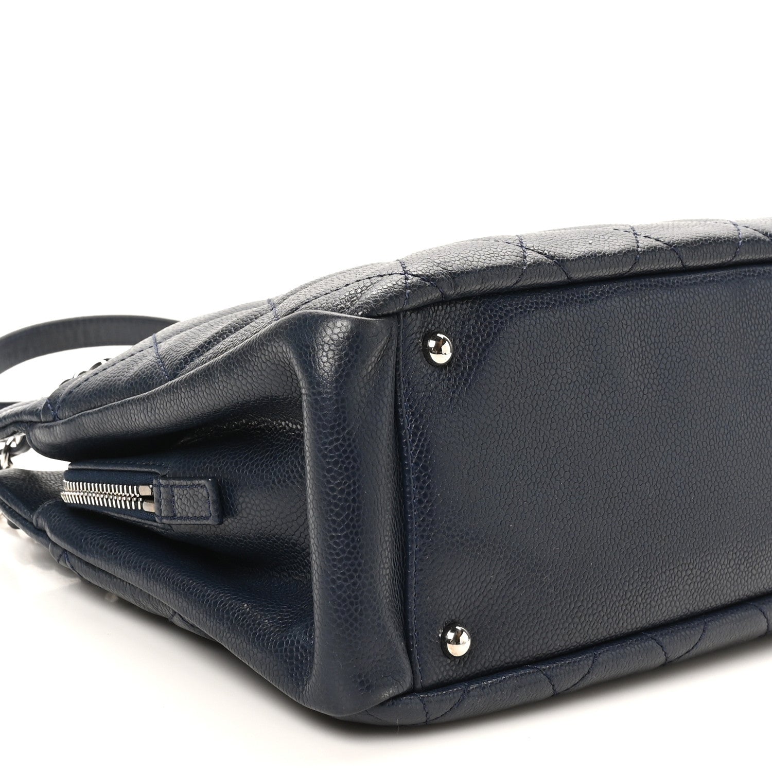 Chanel Caviar Quilted Timeless CC Soft Tote Navy Blue 9 of 10