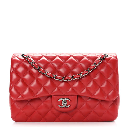 Chanel Lambskin Quilted Jumbo Double Flap Red 1 of 9