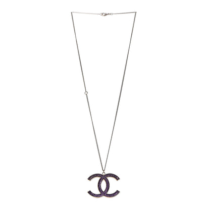 Chanel Large CC Pendant Necklace Purple Gold 3 of 6