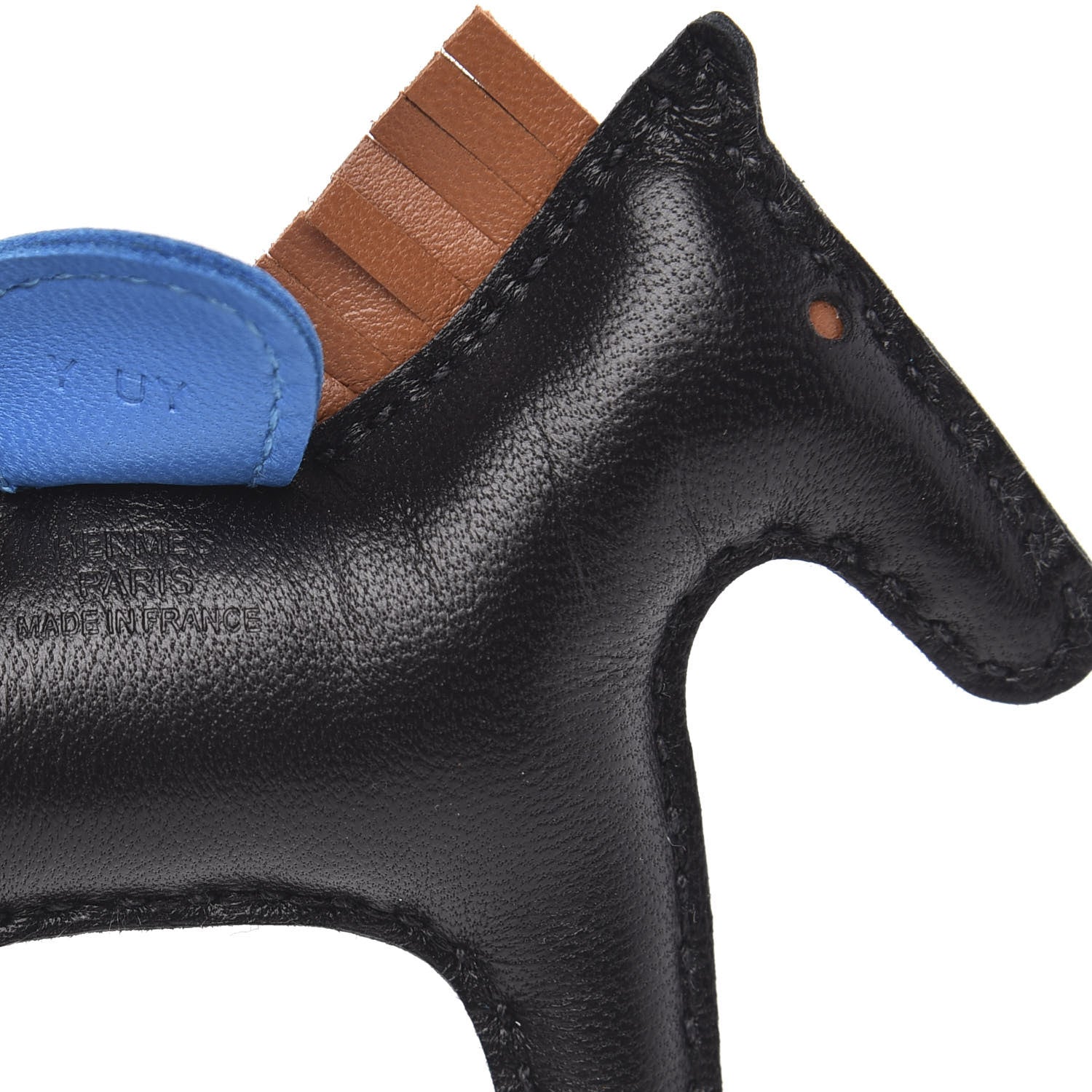 Hermes Milo Lambskin Grigri Rodeo Horse Bag Charm PM Black Gold Bleu Zanzibar 3 of 4