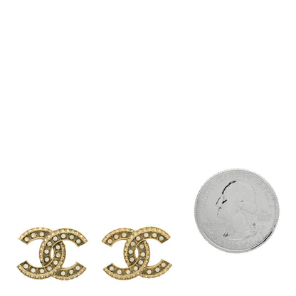 Chanel Crystal Timeless CC Earrings Light Gold 2 of 4