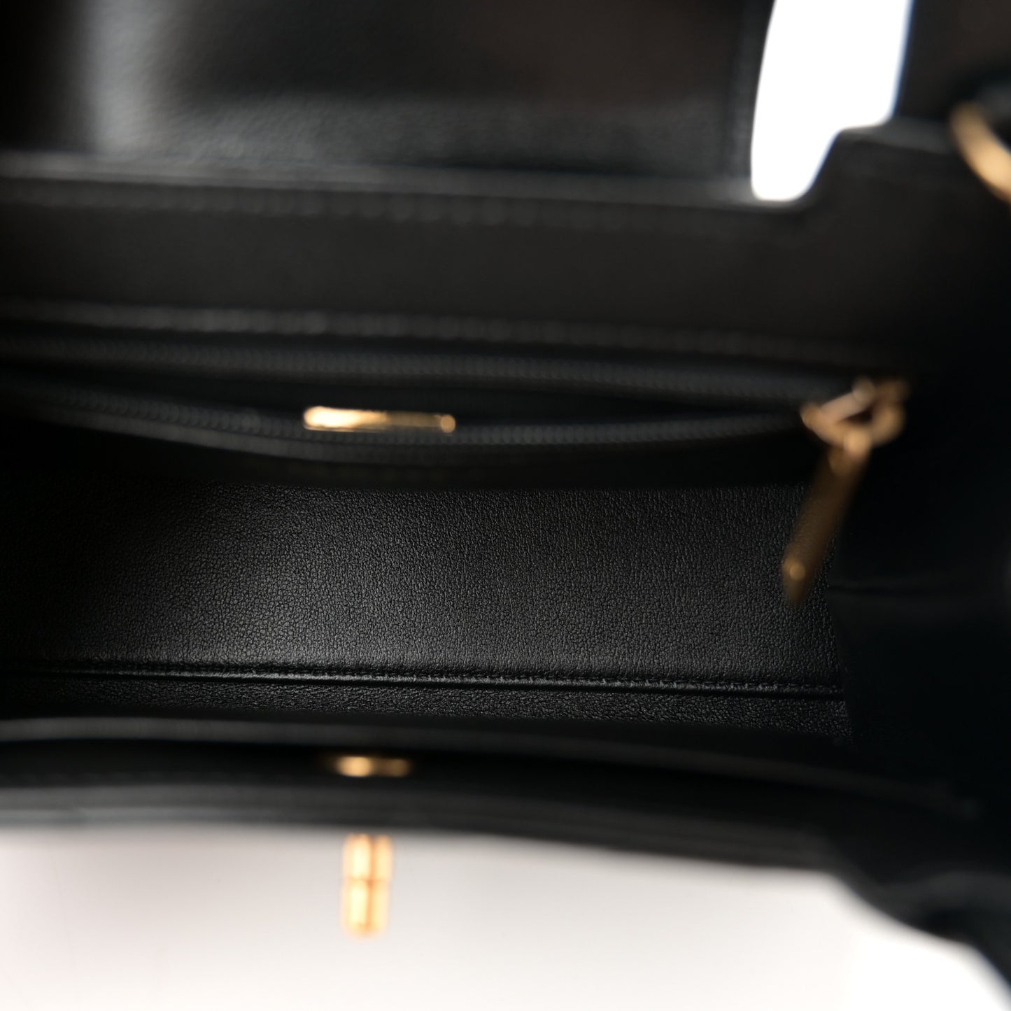 Shiny Aged Calfskin Quilted Nano Kelly Shopper Black