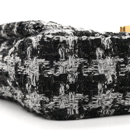Chanel Wool Tweed Quilted Elegant Chain Flap Black Grey 9 of 11