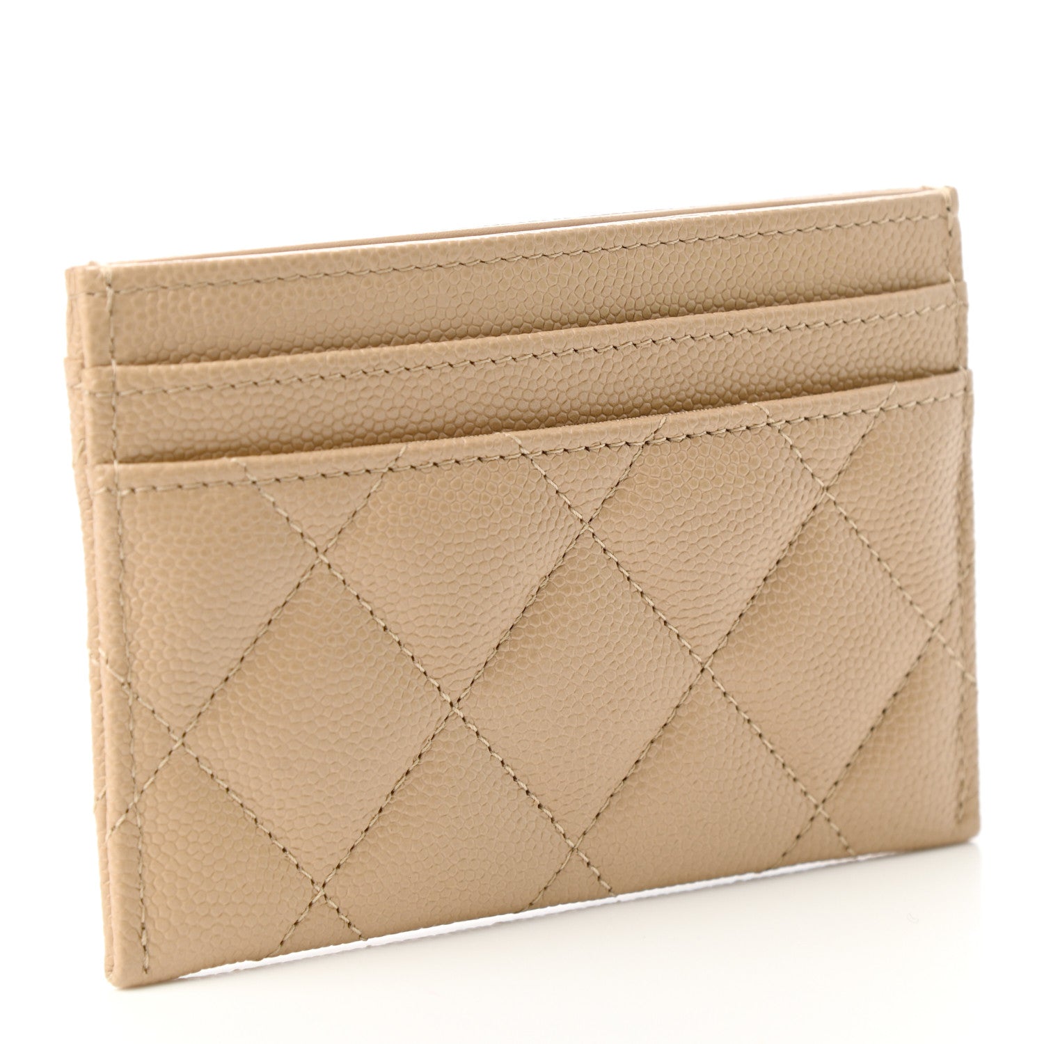 Chanel Caviar Quilted Crystal Card Holder Beige 3 of 9