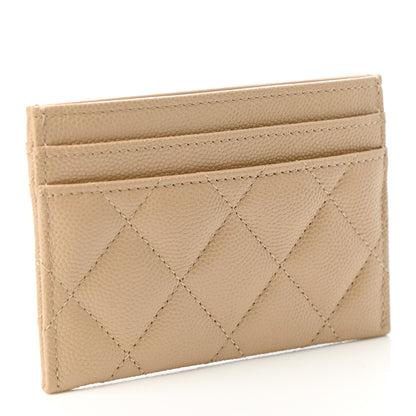 Chanel Caviar Quilted Crystal Card Holder Beige 3 of 9