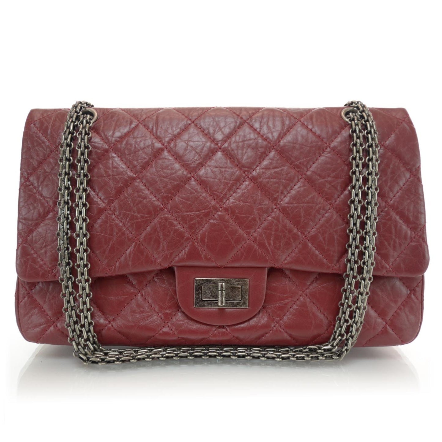 Aged Calfskin Quilted 2.55 Reissue 227 Flap Red