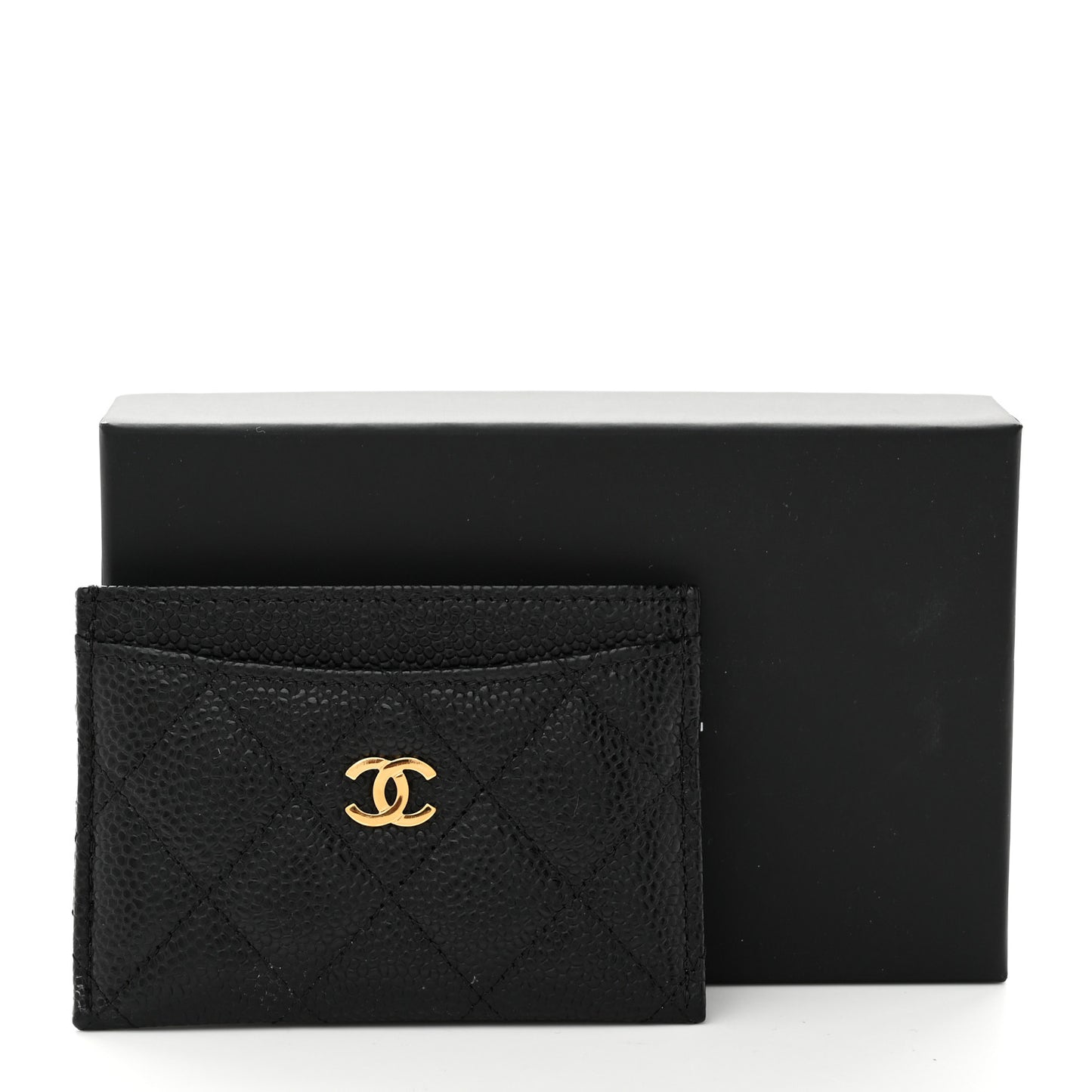 Caviar Quilted Card Holder Black