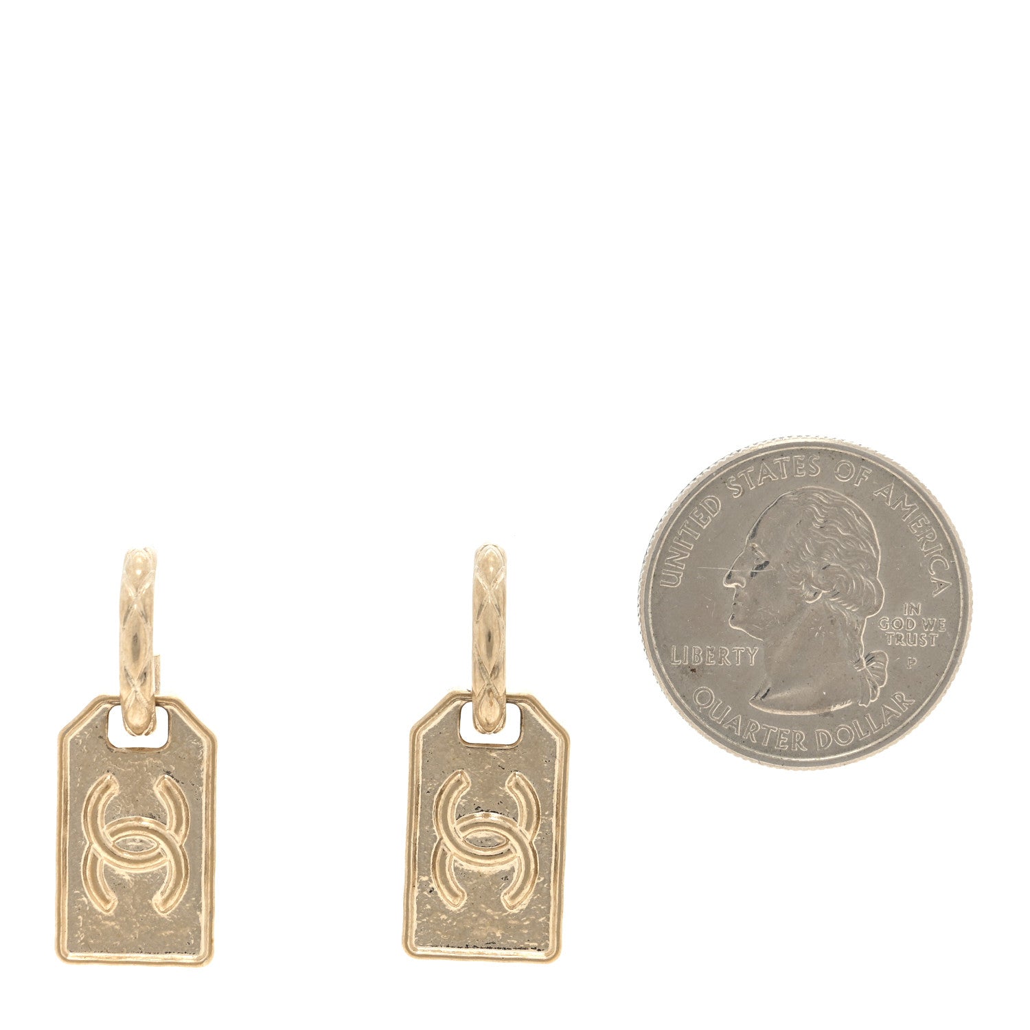 Chanel CC Tag Drop Earrings Gold 2 of 4