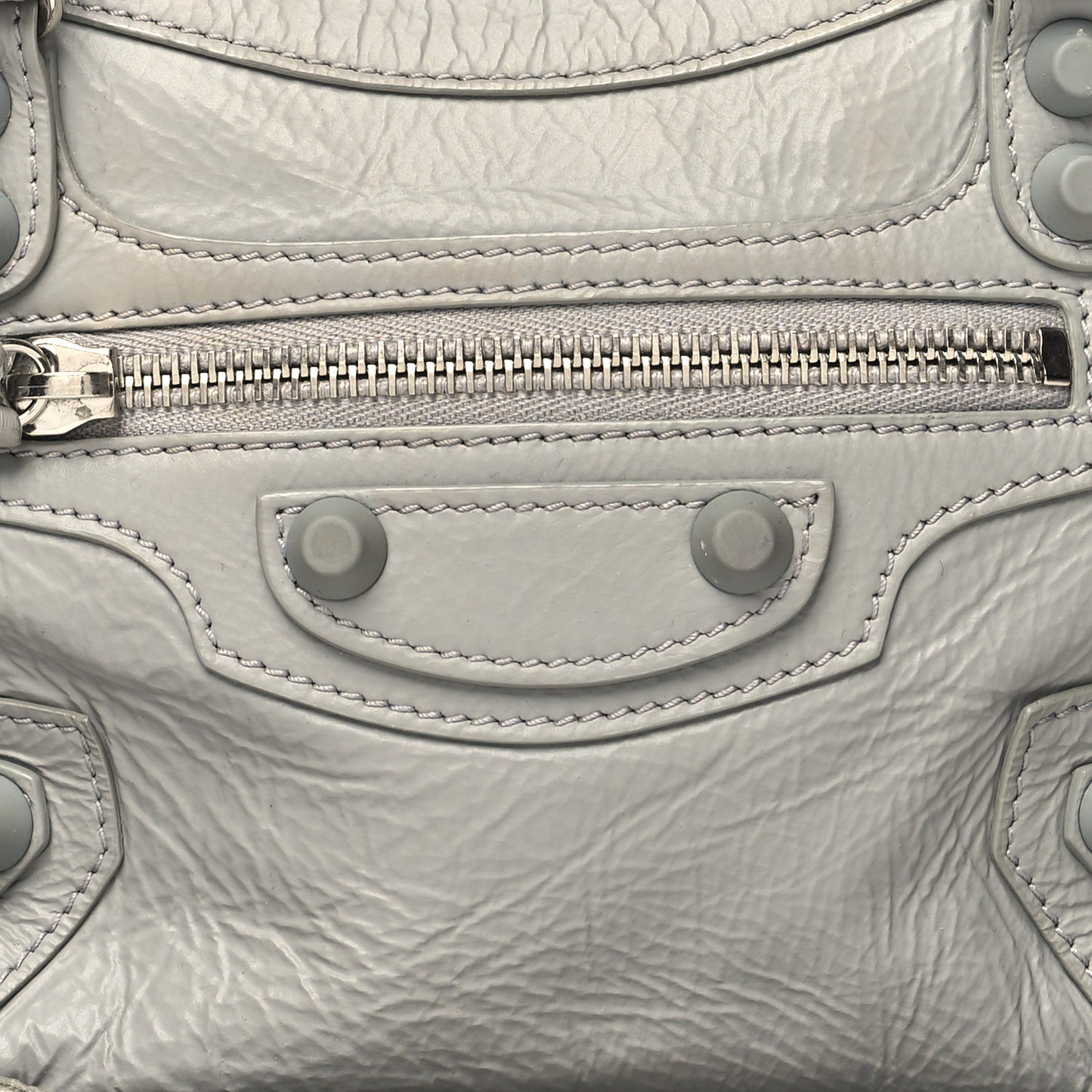 Matte Goatskin Rubber Covered Classic Hardware Mini City Gris Glace