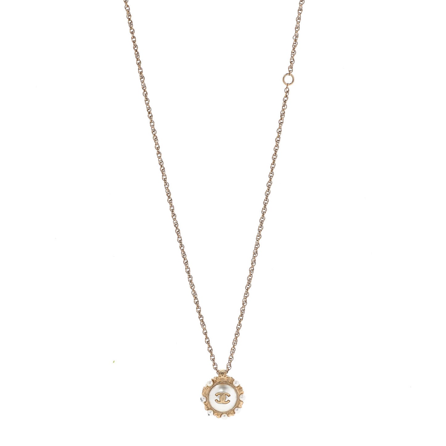 Pearl CC Round Necklace Gold