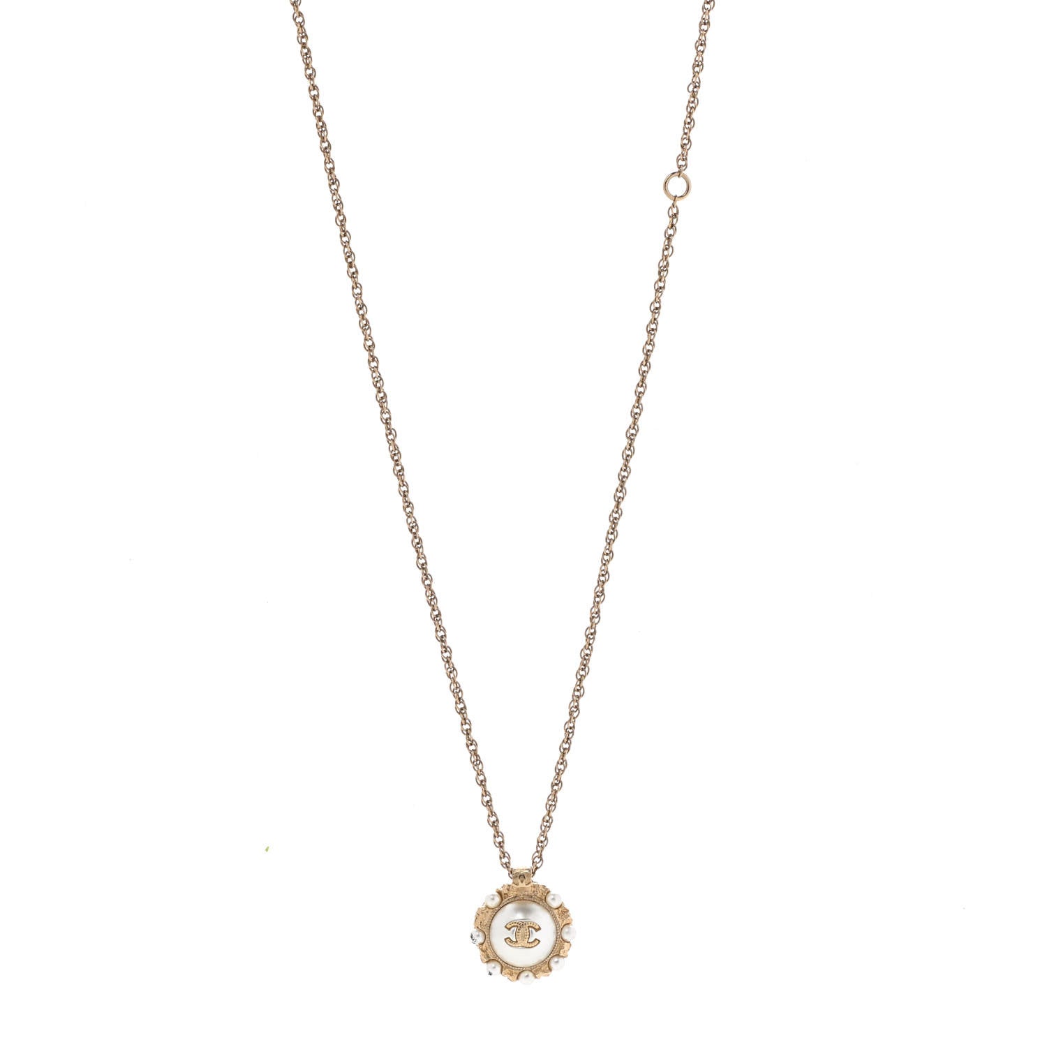 Chanel Pearl CC Round Necklace Gold 1 of 6