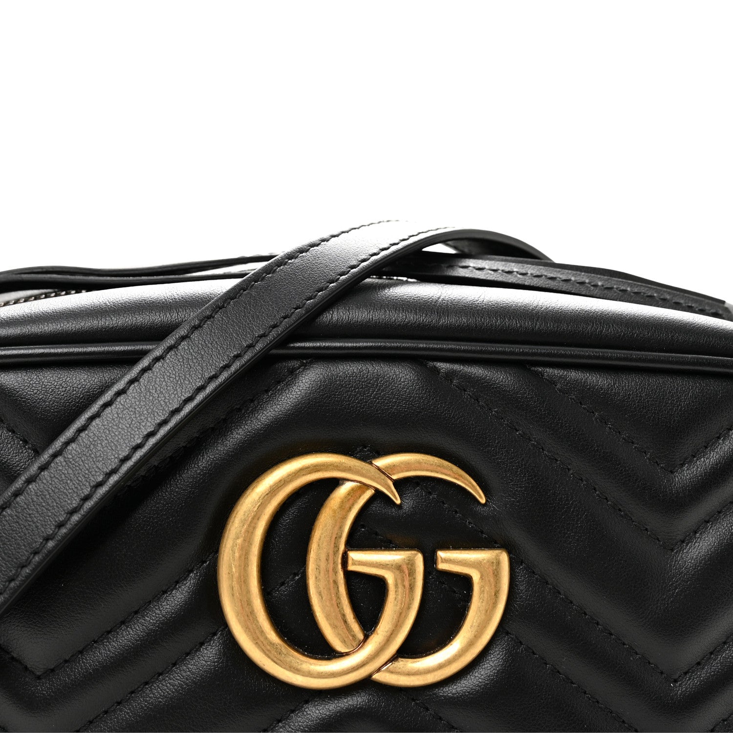 Gucci Calfskin Matelasse Small GG Marmont Chain Shoulder Bag Black 8 of 10