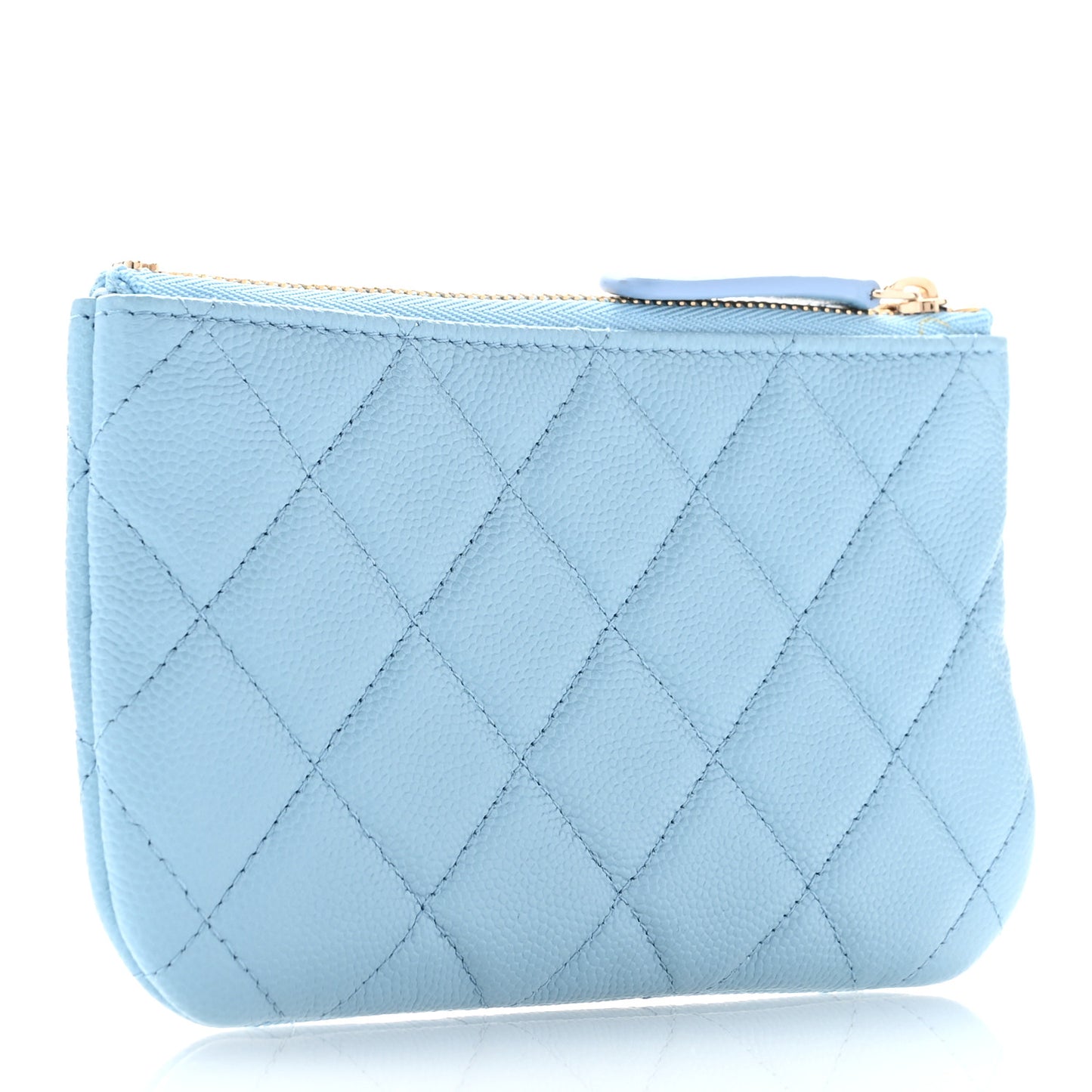 Caviar Quilted Small Cosmetic Case Light Blue
